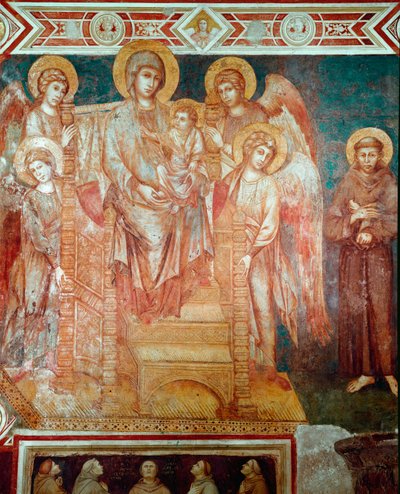 Madonna con bambino sul trono, quattro angeli e San Francesco d