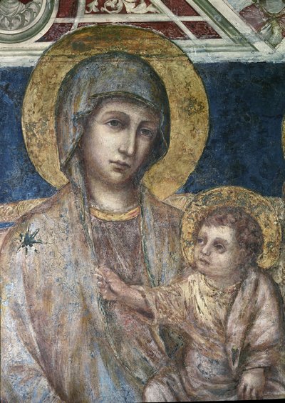 Maestà - (dettaglio) affresco della Vergine e del Bambino di Cimabue (Cenni di Pepo) (ca. 1272-1302) 1278-1280 Dim 320x340 cm Assisi, Basilica di San Francesco, Chiesa Inferiore da Cimabue