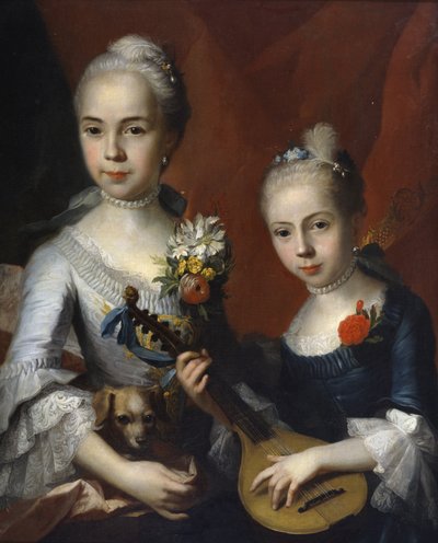 Ritratto di due ragazze da Circle of Antoine Pesne