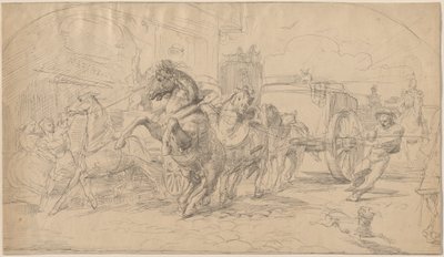 La carrozza fuggitiva da Circle of Eugène Delacroix