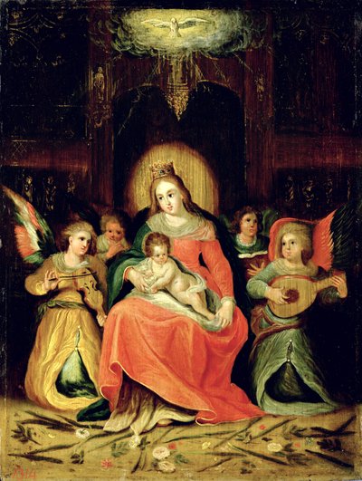 La Vergine Maria con Bambino e Angeli che Suonano da Circle of Frans Francken the Younger