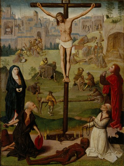 La crocifissione con San Girolamo e San Domenico e scene della Passione da Circle of Geertgen tot Sint Jans