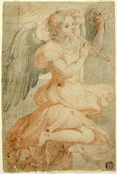 Angelo che suona il flauto da Circle of Giuseppe Cesari