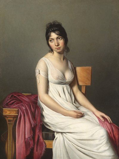 Ritratto di una Giovane Donna in Bianco da Circle of Jacques Louis David