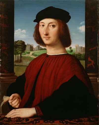 Ritratto di un giovane in rosso da Circle of Raphael
