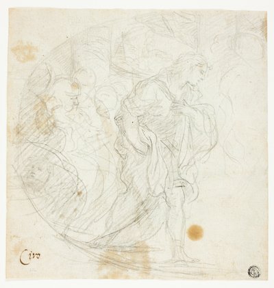 Scena biblica non identificata (recto); schizzi (verso) da Ciro Ferri