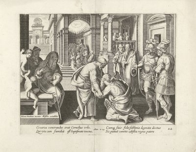 Cornelio si inginocchia davanti a Pietro da Claes Jansz. Visscher (II) (attributed to workshop of)