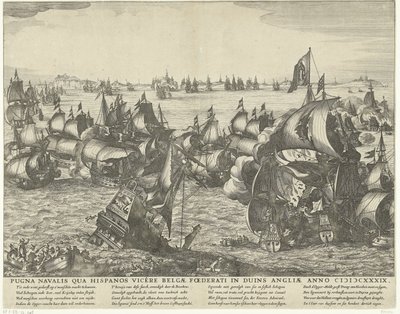 Battaglia navale a Duins, 1639 da Claes Jansz. Visscher (II) (workshop of)