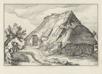 Fattoria con tetto di paglia crollato da Claes Jansz. Visscher (II)