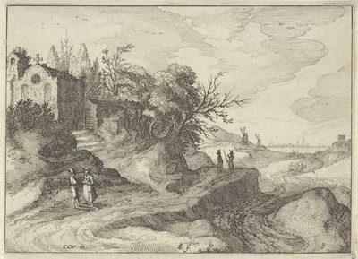 Cappella su una strada di campagna tortuosa da Claes Jansz. Visscher (II)
