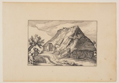 Un fienile, da Paesaggi (Verscheyden aerdige Lanthuysen...) da Claes Jansz. Visscher