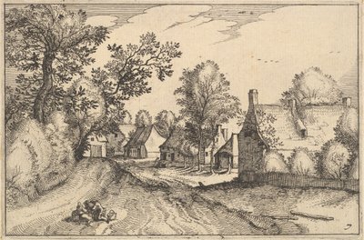 Una strada di villaggio, tavola 7 da Regiunculae et Villae Aliquot Ducatus Brabantiae, ca. 1610 da Claes Jansz Visscher