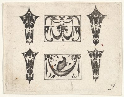 Stampa in blackwork con due pannelli orizzontali e quattro cornici, ca. 1620 da Claes Jansz Visscher