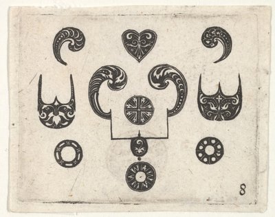 Stampa in Blackwork con vari motivi, ca. 1620 da Claes Jansz Visscher