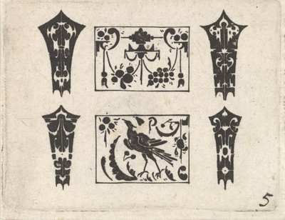 Stampa in Blackwork con un motivo simmetrico Schweifwerk da Claes Jansz Visscher