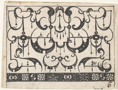 Stampa in Blackwork con un motivo Schweifwerk, ca. 1620 da Claes Jansz Visscher
