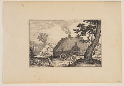 Fattorie, telaio di un carro al centro, da Paesaggi (Verscheyden aerdige Lanthuysen...) da Claes Jansz. Visscher