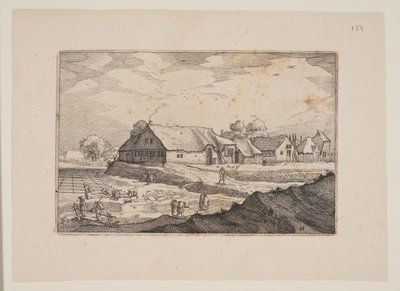 Fattorie e campi sbiancati, da vedute nei dintorni di Haarlem (Plaisante Plaetsen) da Claes Jansz. Visscher