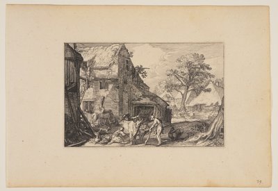 Aia con figliol prodigo tra i porci, da Paesaggi (Verscheyden aerdige Lanthuysen...) da Claes Jansz. Visscher