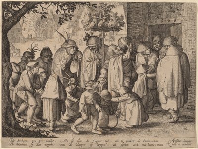Processione di lebbrosi festanti da Claes Jansz Visscher