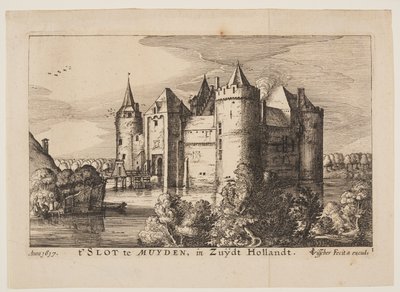 Il castello di Muiden (al contrario), da Quattro castelli in Olanda e Utrecht da Claes Jansz. Visscher