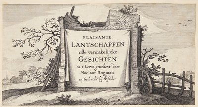Frontespizio di "Paesaggi con villaggi vicino ad Amsterdam" da Claes Jansz. Visscher