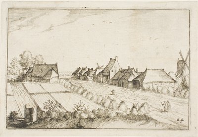 Campi e una strada, tavola 24 dopo Immagini di fattorie, case di campagna e villaggi rustici (Praediorum villarum et rusticarum casularum icones) da Claes Jansz. Visscher II