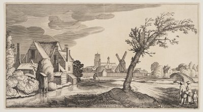 Casa su uno stagno fuori città, da Paesaggi (Playsante Lantschappen) da Claes Jansz. Visscher II