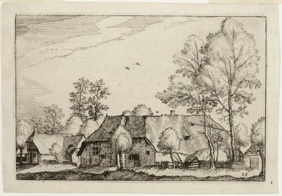 Grande fattoria, tavola dieci dopo Immagini di fattorie, case di campagna e villaggi rustici (Praediorum villarum et rusticarum casularum icones) da Claes Jansz. Visscher II
