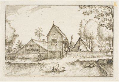 Grande fattoria murata, tavola 23 dopo Immagini di fattorie, case di campagna e villaggi rustici (Praediorum villarum et rusticarum casularum icones) da Claes Jansz. Visscher II