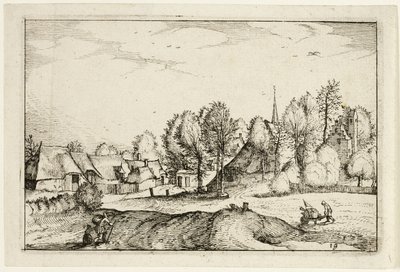Road into a Village, plate nineteen after Pictures of Farms, Country Houses and Rustic Villages (Praediorum villarum et rusticarum casularum icones) da Claes Jansz. Visscher II