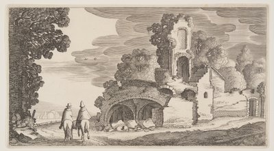 Rovine lungo una strada, da Paesaggi (Playsante Lantschappen) da Claes Jansz. Visscher II