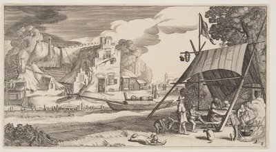Tenda con gente di campagna, da Paesaggi (Playsante Lantschappen) da Claes Jansz. Visscher II