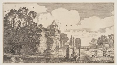 La "Kleine Houtpoort" di Haarlem, da Paesaggi (Playsante Lantschappen) da Claes Jansz. Visscher II