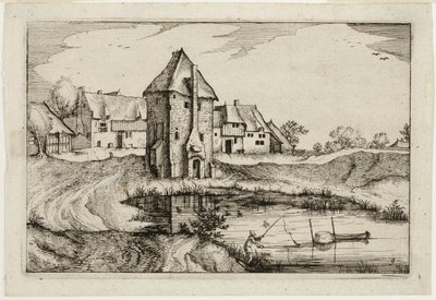 Lo stagno, tavola nove dopo Immagini di fattorie, case di campagna e villaggi rustici (Praediorum villarum et rusticarum casularum icones) da Claes Jansz. Visscher II