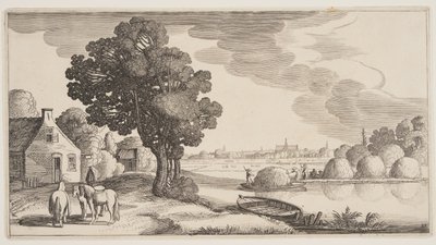 Trasporto di fieno su un fiume, da Paesaggi (Playsante Lantschappen) da Claes Jansz. Visscher II