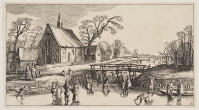 Paesaggio invernale, da Paesaggi (Playsante Lantschappen) da Claes Jansz. Visscher II