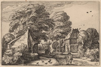 Strada con fienile e cottage da Claes Jansz Visscher after Johannes van Doetechum, the Elder after Lucas