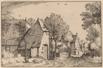 Strada del villaggio da Claes Jansz Visscher after Johannes van Doetechum, the Elder after Lucas