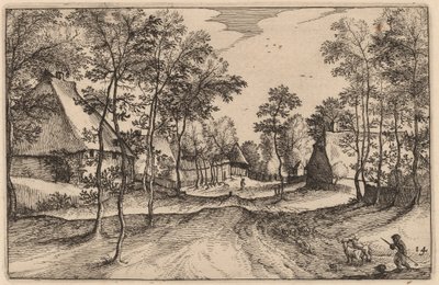 Strada del villaggio da Claes Jansz Visscher after Johannes van Doetechum, the Elder after Lucas