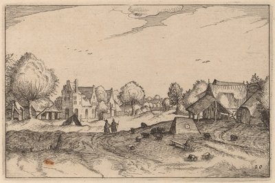 Strada del villaggio da Claes Jansz Visscher after Johannes van Doetechum, the Elder after Lucas