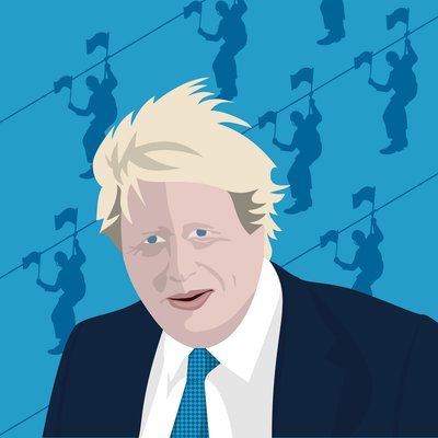 Boris Johnson e la zip line da Claire Huntley