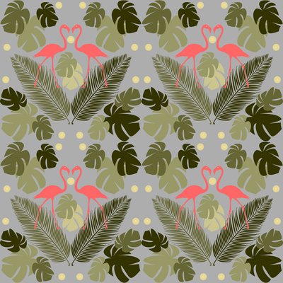 Fenicottero e palme da Claire Huntley