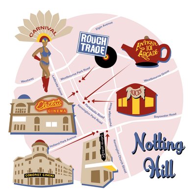 Mappa di Notting Hill da Claire Huntley