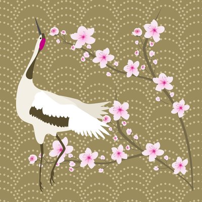 Il ciliegio in fiore e la gru da Claire Huntley