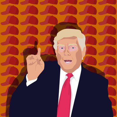 Trump e il cappello da baseball da Claire Huntley