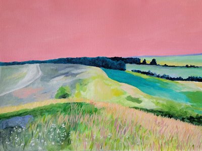 Paesaggio sognante con cielo rosa da Claire Whitehead