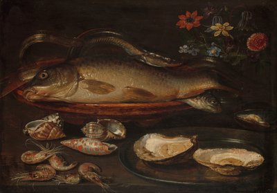 Natura morta con pesci, frutti di mare e fiori da Clara Peeters
