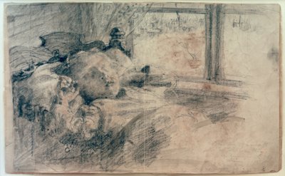 Bambino dormiente nel letto vicino alla finestra da Clara Siewert