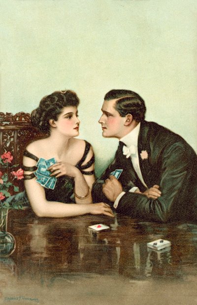 Coppia che gioca a carte da Clarence F. Underwood